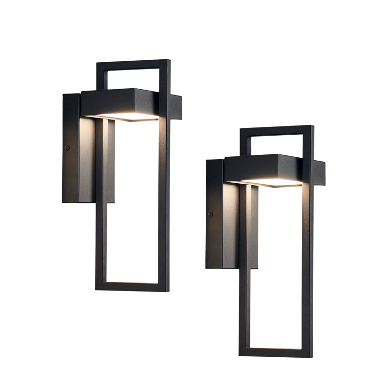 13.8"/16.5" Black Led Outdoor Wall Light Waterproof Exterior Wall Light (Set Of 2), 16.54" H x 6.69" W x 6.89" D