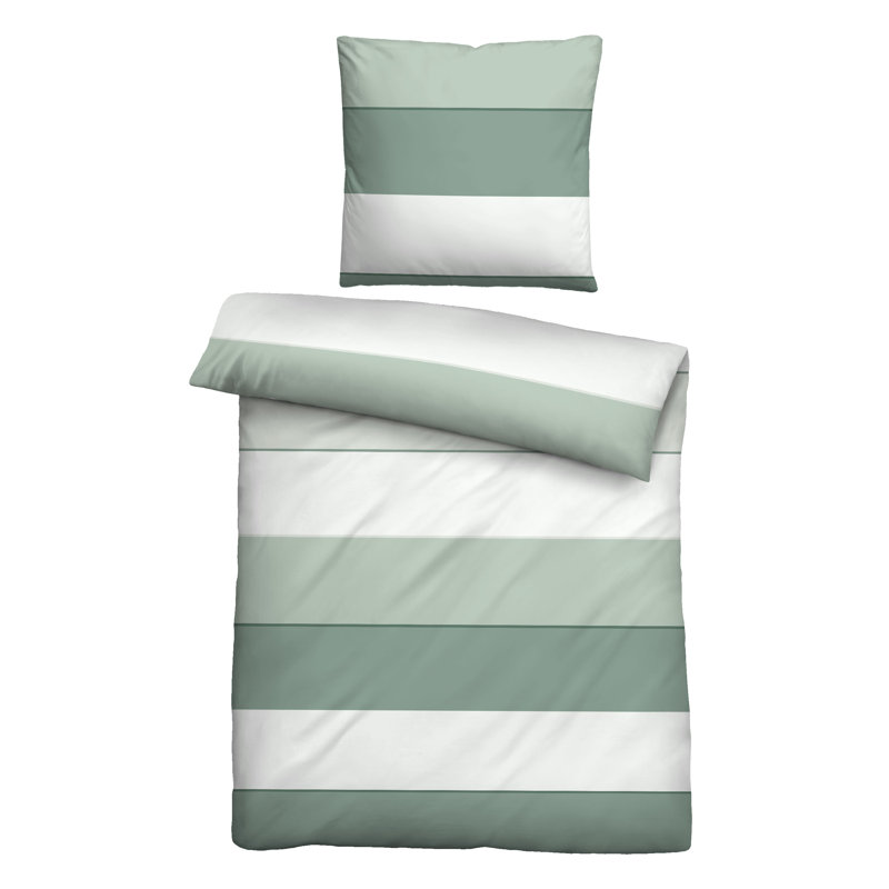 Sateen 80 TC 2 Piece Duvet Cover Set, Green, 155 x 200 cm + 80 x 80 cm