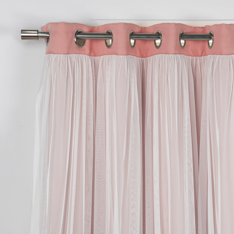 Paire de rideaux obscurcissant avec œillets Fortuna Brockham, Corail, L 52 po x L 63 po