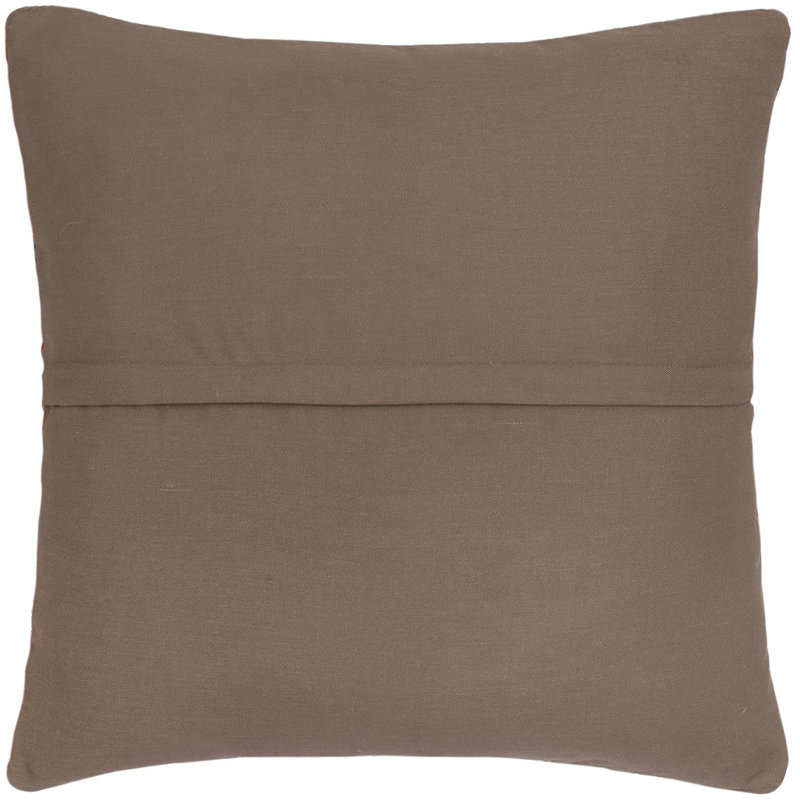 Coussin rustique en kilim tissé à la main, Bleu / beige / rouge / orange, H 18 po x l 19 po