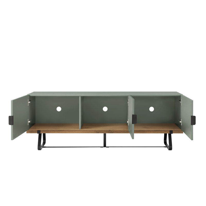 Maronay 60" Wide TV Console, Green/Oak Wood
