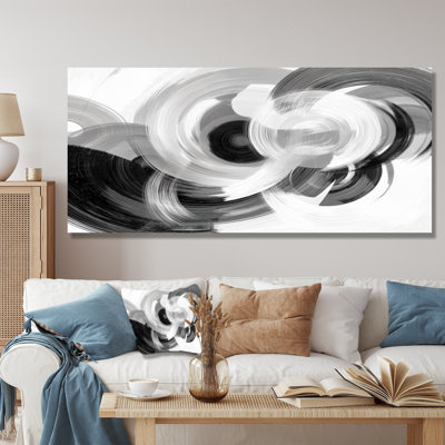 Encre blanche et noire - spirale abstraite, art mural encadré abstrait blanc