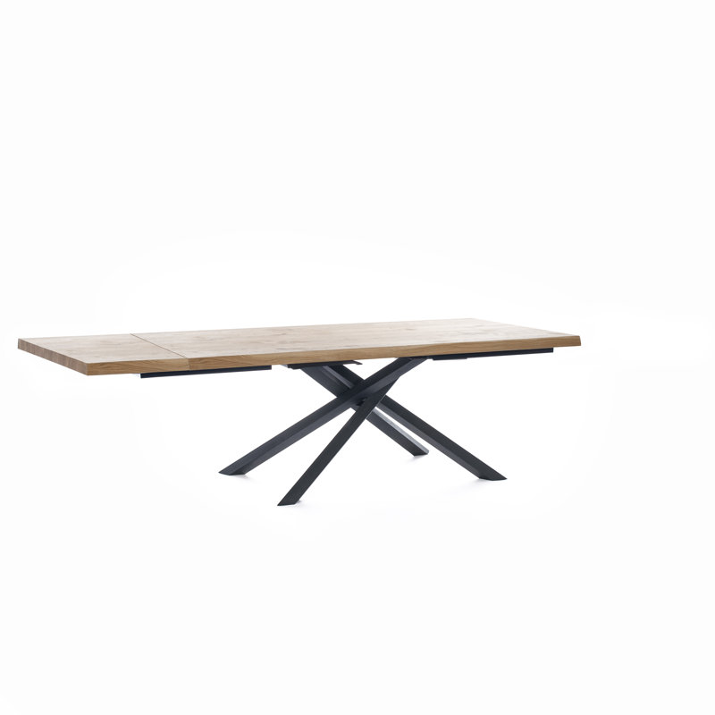Vicaro Dining Table, Oak, Black, 76cm H x 160 - 240cm L x 90cm W