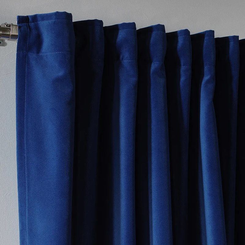 Extra Long & Extra Wide Matte Velvet Curtain Panel, 140cm Width x 200cm Drop, 45 NAVY BLUE
