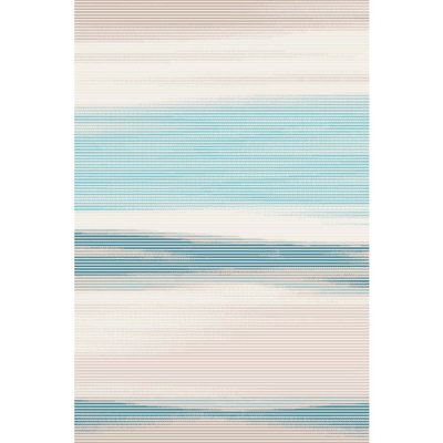 Machine Washable Cotton Carpet, 4.6 x 7.2 Feet | Antibacterial, Non-Slip PVC Underside, 0.3 in Pile Height | Cream & Blue, 1200 g/m² | Durable Dot Base, Perfect for Living Room & Bedroom Decor