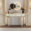 Console 47 po à miroir en demi-lune avec tiroir en verre cannelé et poignées en cristal-967734416