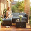 Outsunny 3 Piece Rattan Garden Furniture Set, Garden Corner Sofa, Brown