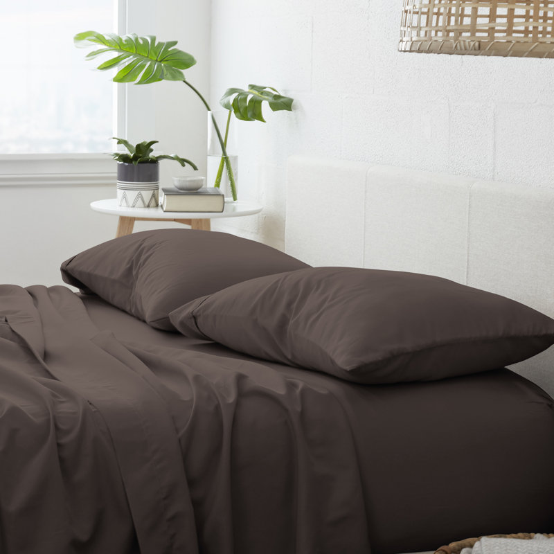 Premium Double-Brushed Pillow Case Set, Chocolate, Standard