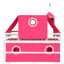 Lit mezzanine double avec tente et tour Slide - Rose