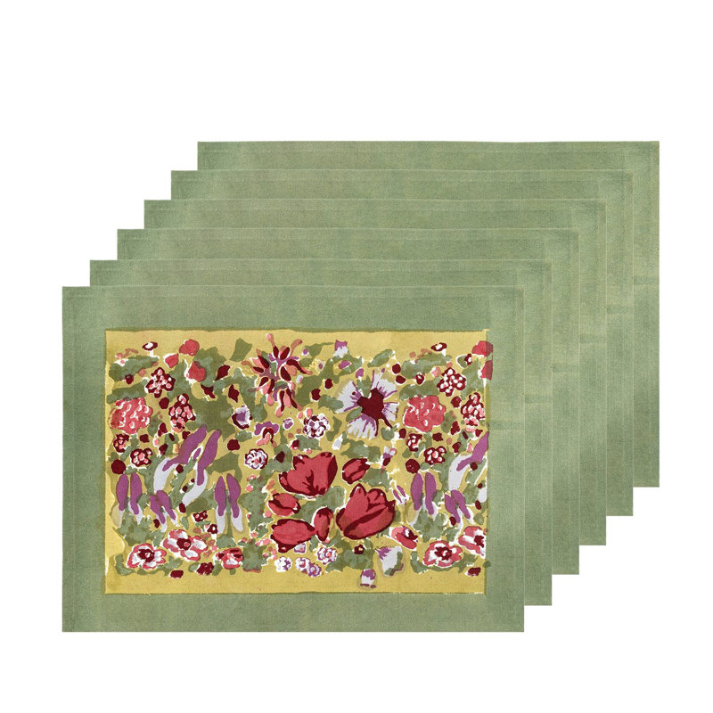 Napperon en coton 18 po Leana, Rouge / Vert