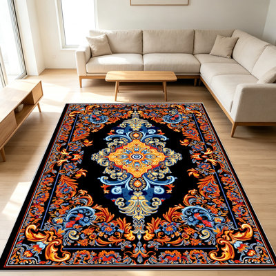 1PC Ornate Persian - style Area Rugs for Living Room, Soft and Comfortable, Suitable for all seasons, easy - to - maintain, machine washable Indoor floor mat, suitable for Bedroom, Dining Room, Study, Hallway, Patio, Home Decor, Outdoor Decor.