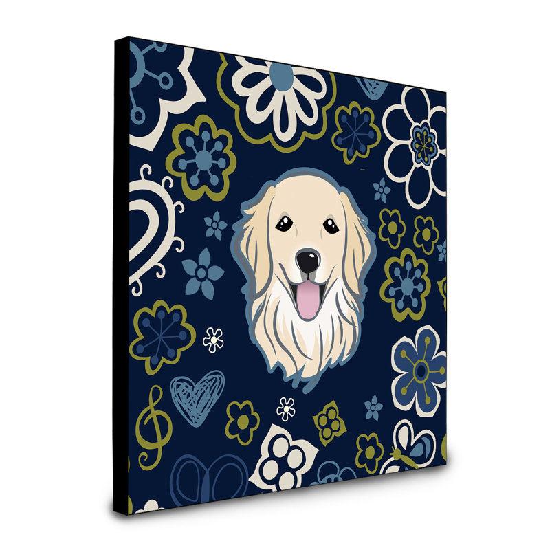 Art encadré fleurs teckel à long Bissell, Golden retriever 2