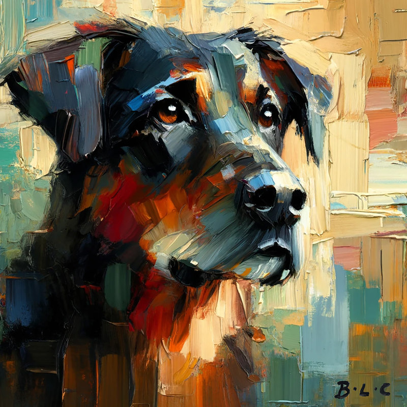 «Noble Gaze - Impasto Technique Dog Portrait» sur toile, H 24 po x l 24 po x P 1,5 po