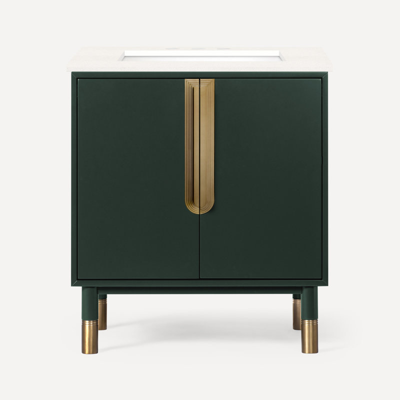 Meuble-lavabo 30 po avec comptoir en quartz Quartz, Noir, Gris pierre, Trois trous