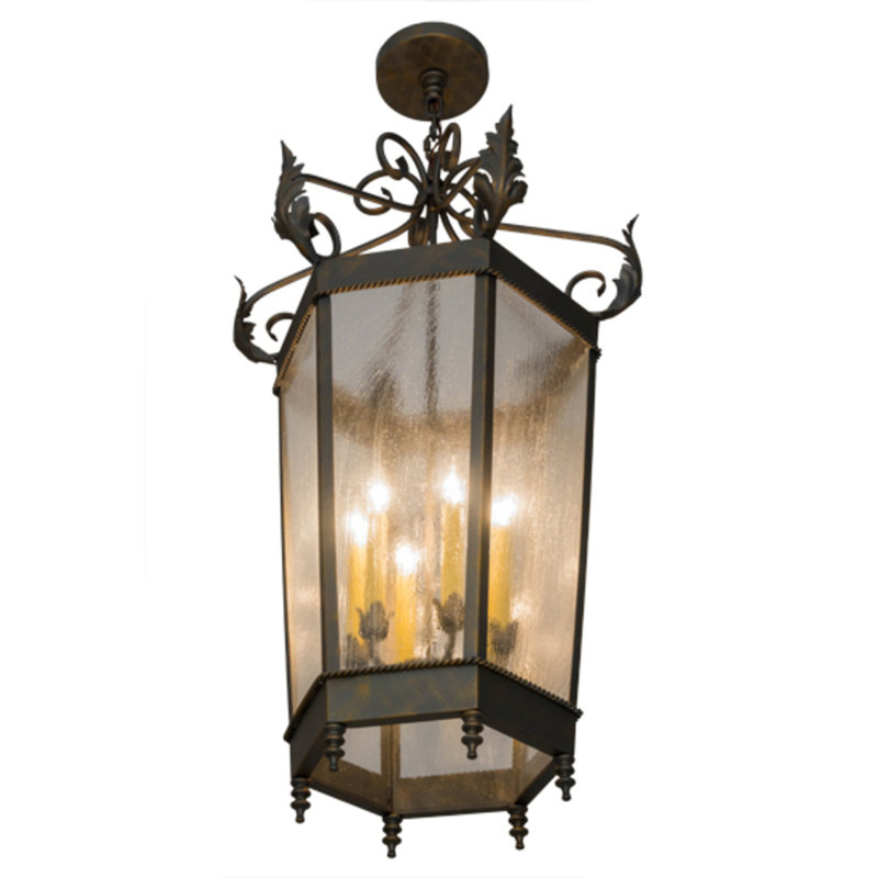 Luminaire suspendu 20 po Regency, Transparent, Or / noir mat