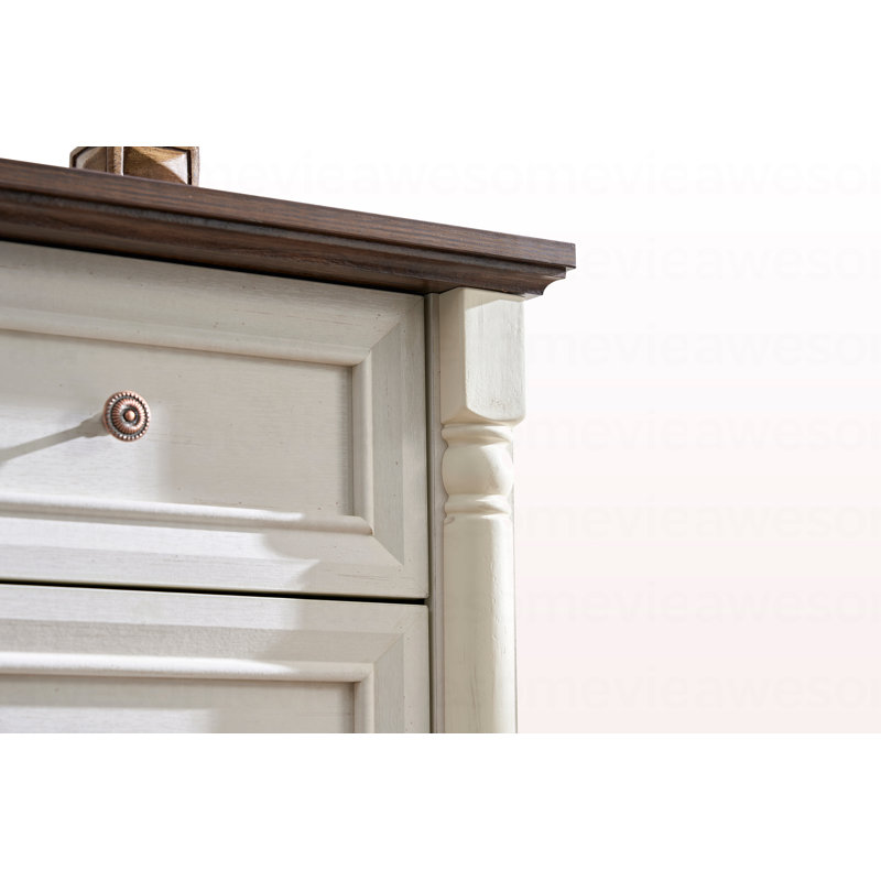 Commode 7 tiroirs pour chambre à coucher avec base en bois et bordure en bois, commode rustique en bois, commode de rangement pour chambre à coucher, salon