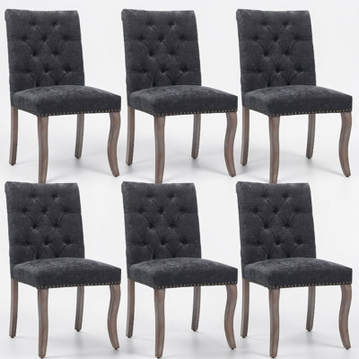 Chaises de salle à manger capitonnées en chenille Amelia