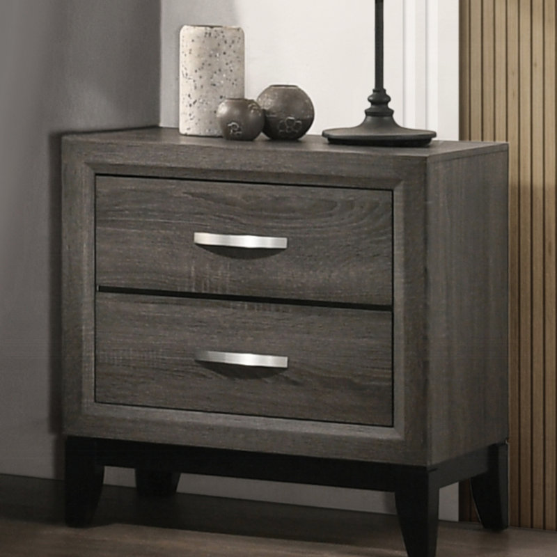 Table de chevet spacieuse pour 2 personnes en gris vieilli pour un intérieur propre et élégant