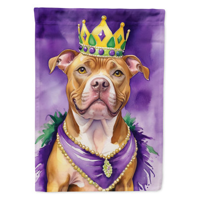 Drapeau de jardin Pit Bull Terrier King of Mardi Gras