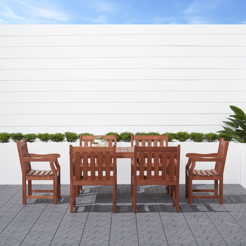 6 - Person Wood Patio Dining Set with Rectangular Table