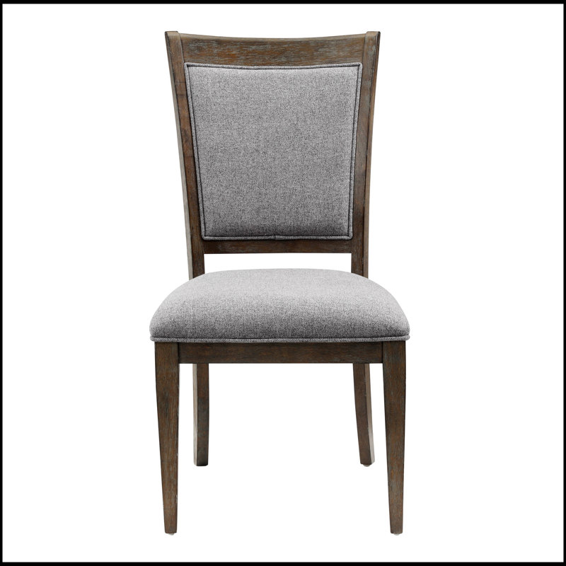 Ensemble de 2 chaises d'appoint transitionnelles brun gris, revêtement en tissu confortable et structure en bois durable pour les repas