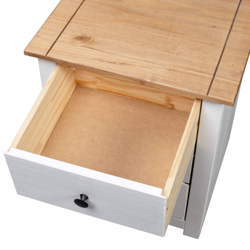 Macias 46cm W Solid Wood Bedside Table, White/Brown