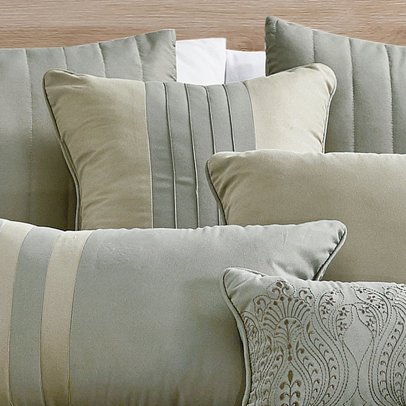 Modern & Contemporary Channel Damask Comforter, Queen Comforter + 6 Additional Pieces