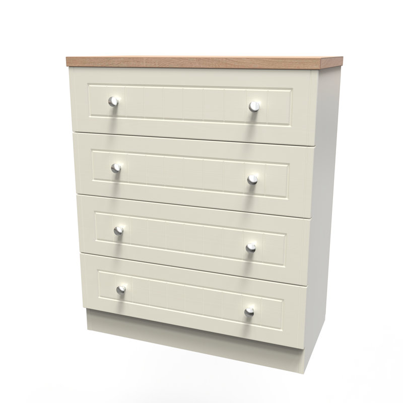 Fully Assembled Mitsuwa 4 - Drawer Chest of Drawers, Cream Ash/Oak