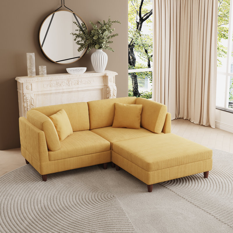 Seemab Reversible Modular Corner Sofa, Orange