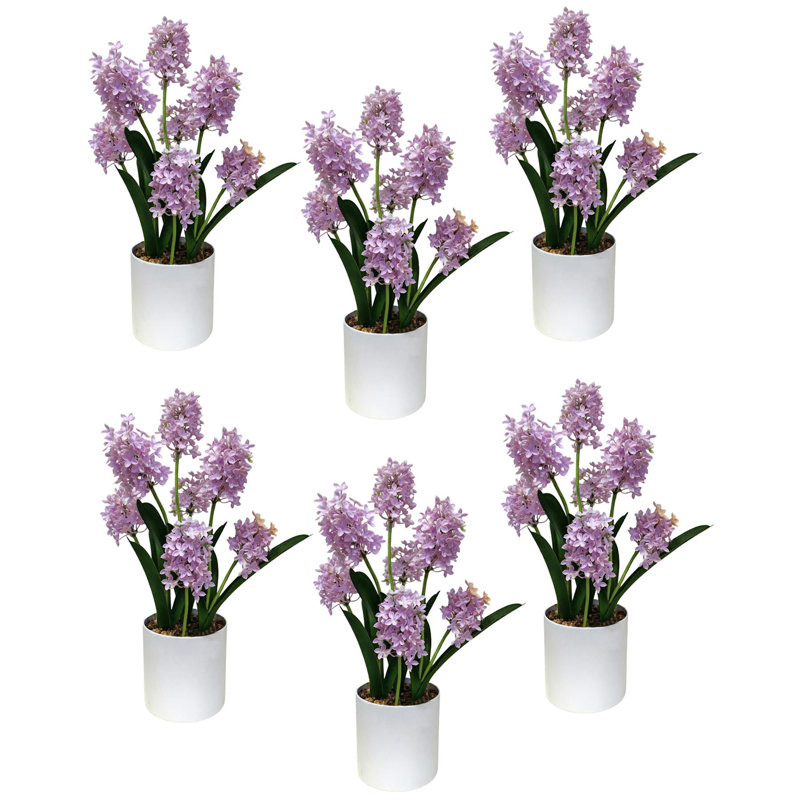 Pack Of 6 X Artificial Potted Foliage Plants 55cm Faux Hyacinth Plant in Pot Liner