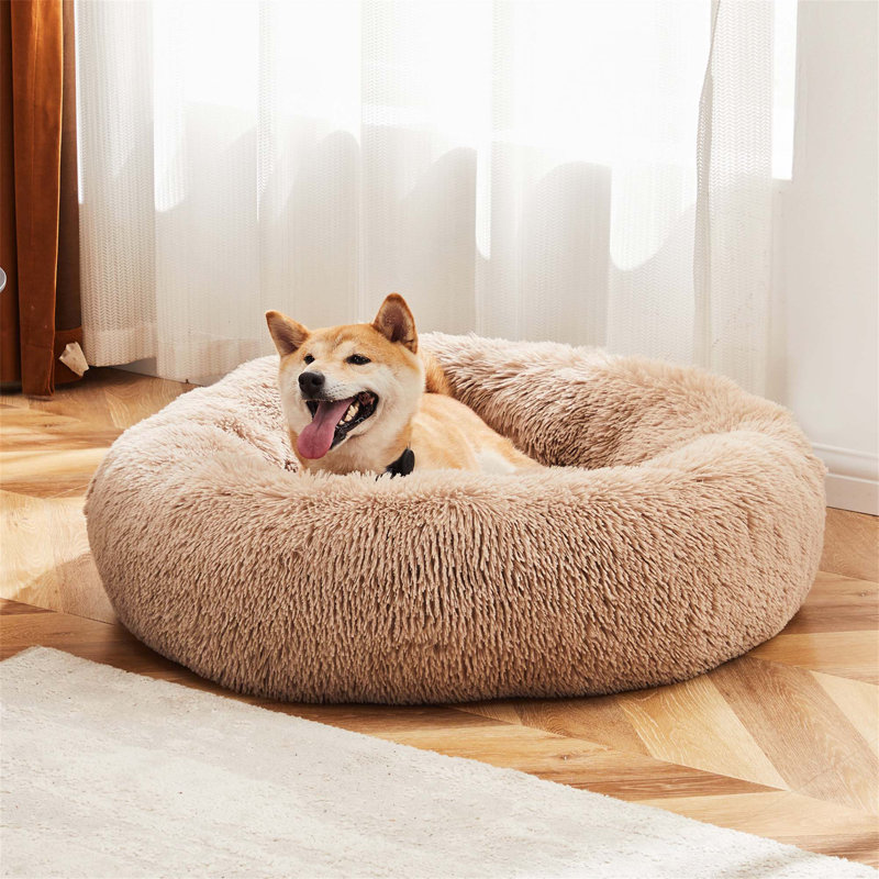 Lit antidérapant pour chat en peluche, H 8 po x l 20 po x P 20 po, Brun