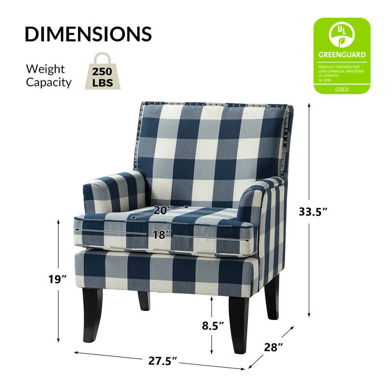 Fauteuil Aguilar, Bleu marine à carreaux
