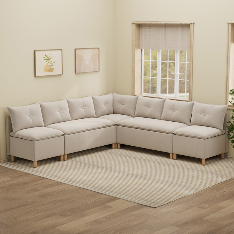 Banquette d'angle modulaire avec rangement, banquette de petit-déjeuner rembourrée en forme de L pour 7 personnes avec 1 siège d'angle