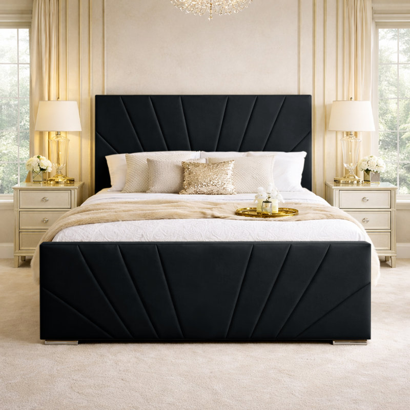 Upholstered Bed, Black, Double (4'6)