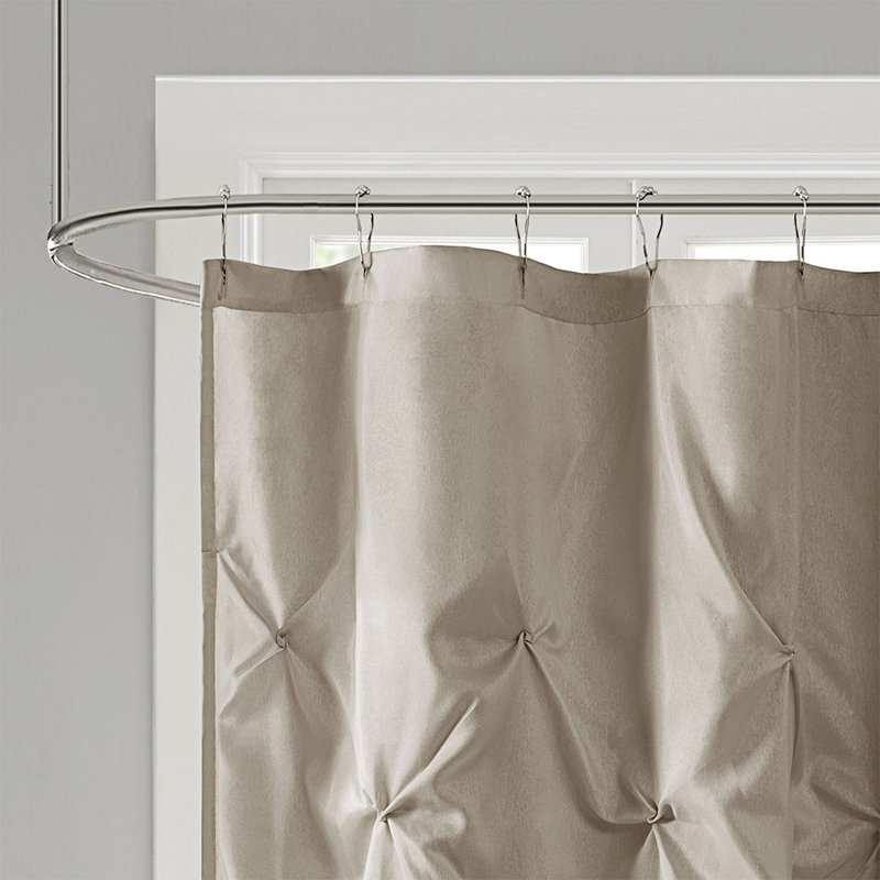 Taupe Tufted Polyester Hollywood Glam Shower Curtain