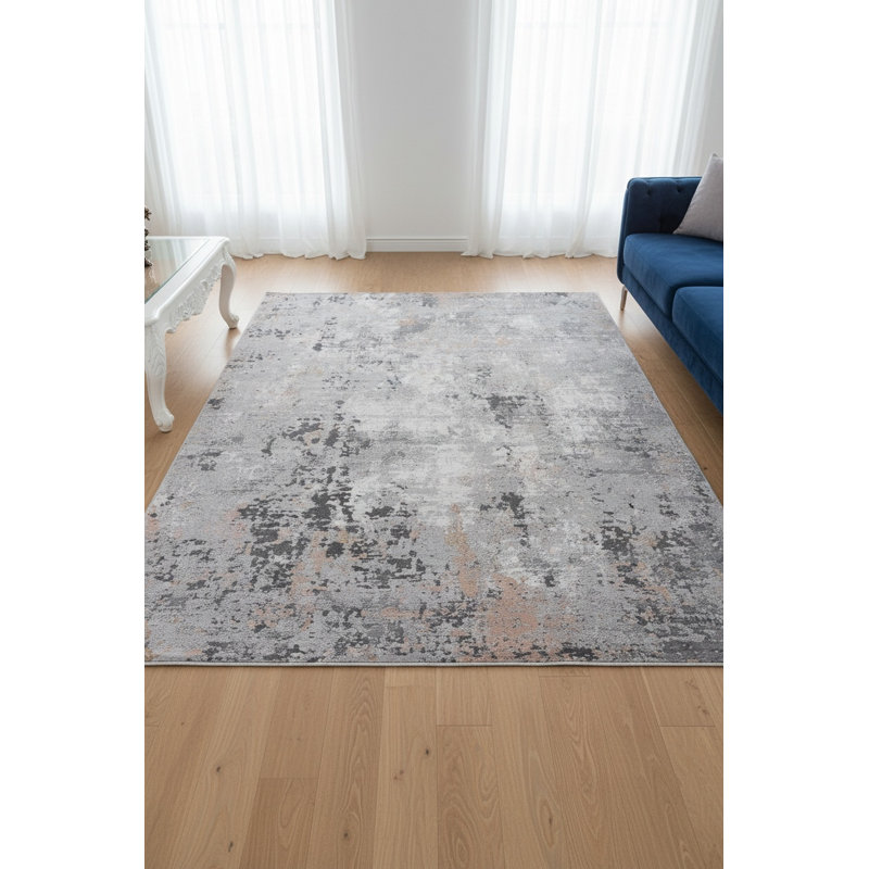 MARFI Collection Grey / Multi Abstract Doormat Rug, Rectangle 6'7" x 7'9"
