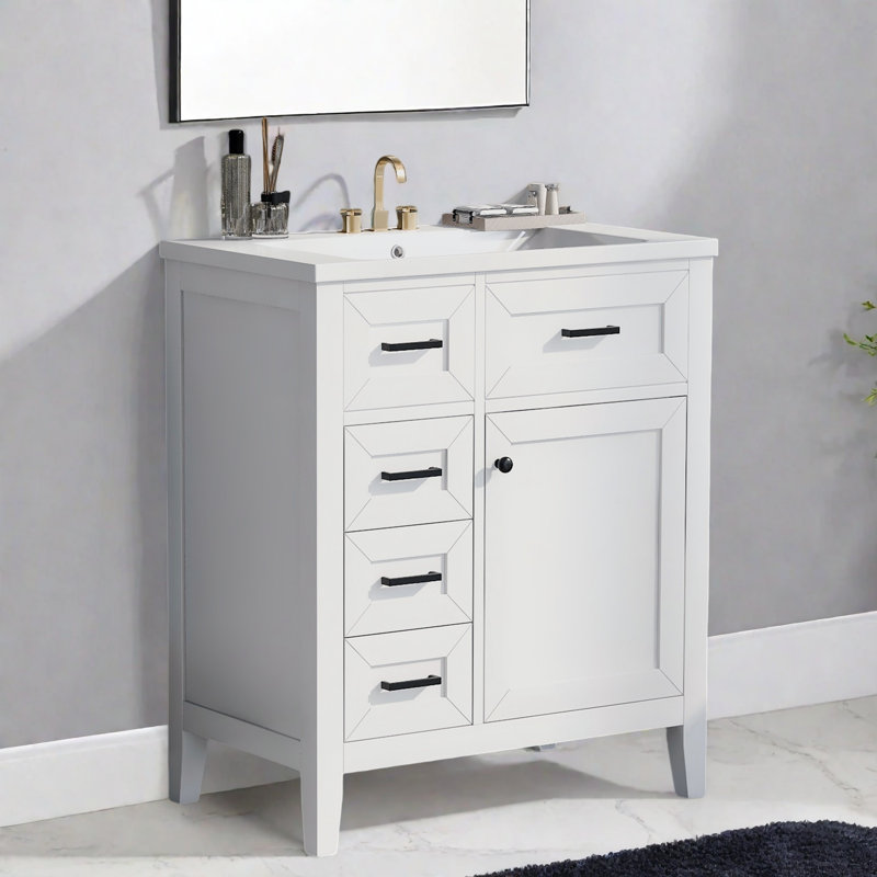 Meuble-lavabo 30 po avec lavabo en céramique, Blanc