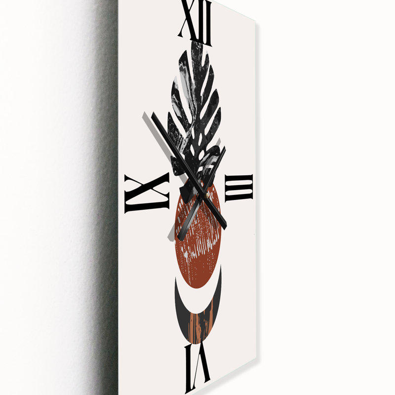 Horloge murale moderne Abstact Minimal Sun Moon & Tropical Palm Leaf II, Grand