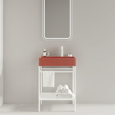 Meuble-lavabo autoportant sophistiqué avec rangement et lavabo durable