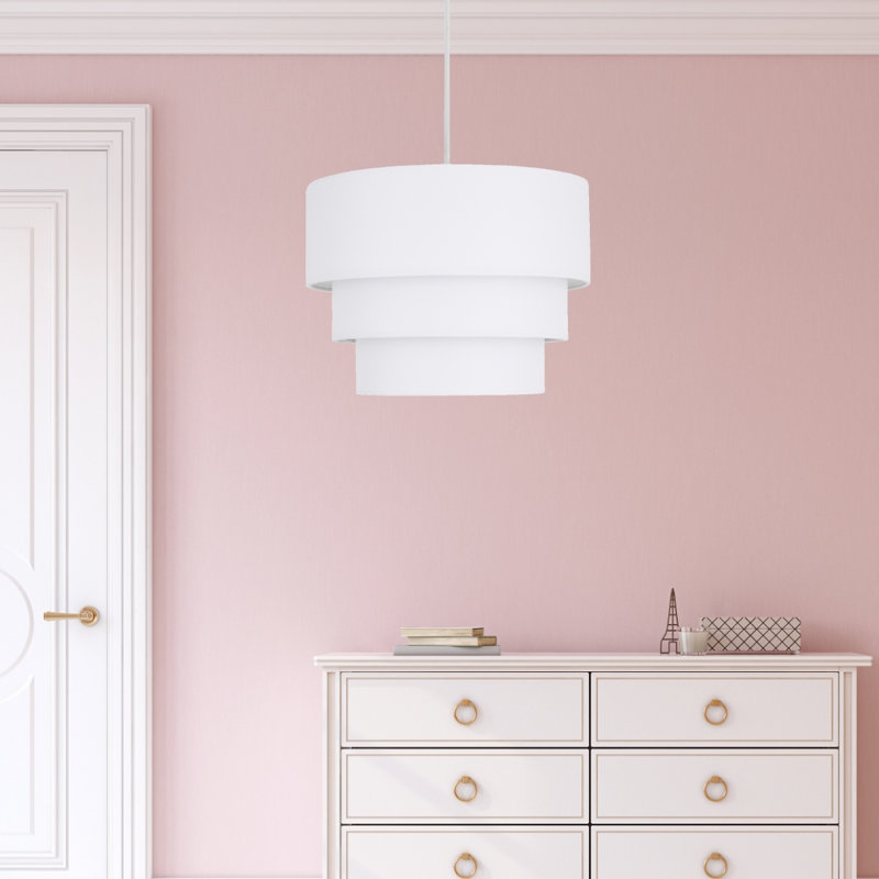 Layer 24cm H Cotton Drum Pendant Shade, White
