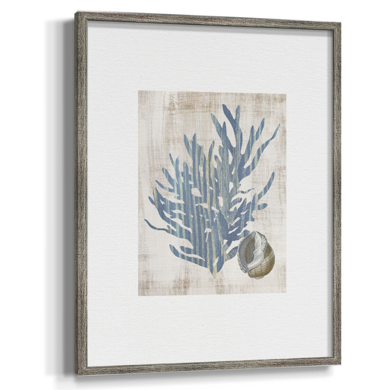 Reproduction encadrée de varech II - bois massif 50652, H 11 po x l 9 po