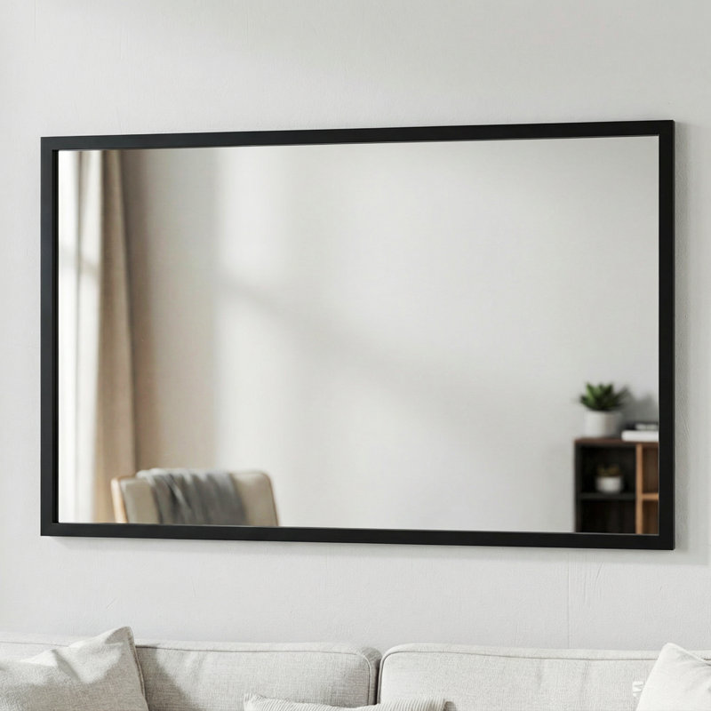 Wood Framed Mirror with Safety Backing Ideal for Bathroom / Vanity Mirror Ellis Collection, Black, 34" x 44"