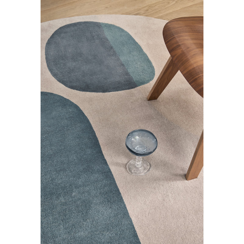Decor Miller Handmade Wool Abstract Area Rug, Black;Blue;Beige, Novelty 5'3 x 7'6