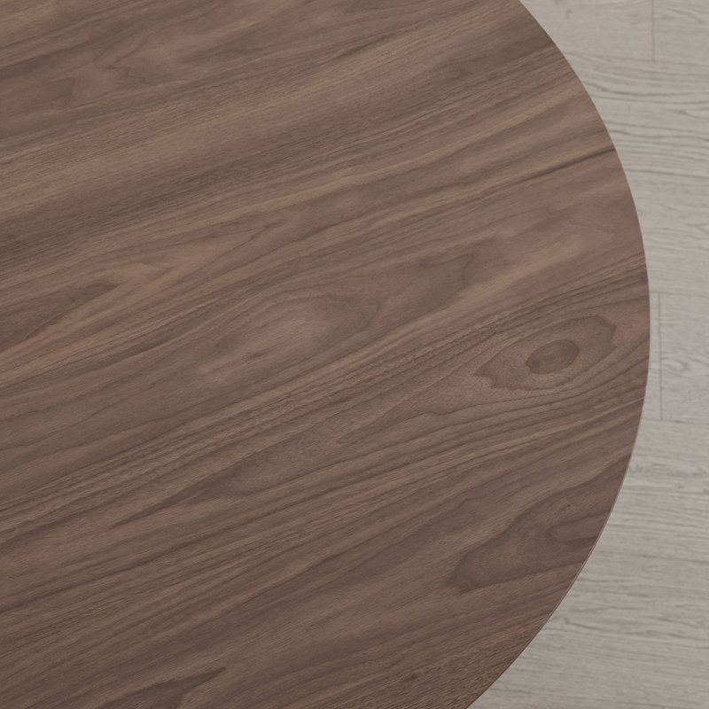 Modern Round Wood Dining Table with Cross-Leg Solid Wood Base, Walnut