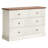 Modern 6-Drawer Dresser Chest - 47" Wide Fluted Panel Wood Cabinet - Space-Saving Storage - Metal Handles - Brown+White-757678368