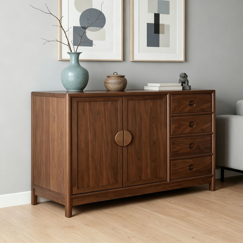 Buffet de rangement rétro en bois massif, H 35,43 po x l 59,05 po x P 15,74 po