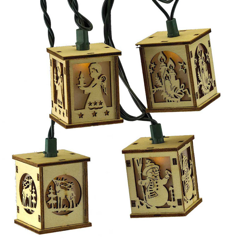 Ensemble de lanterne en bois 10 lumières Kurt Adler, 9 pi