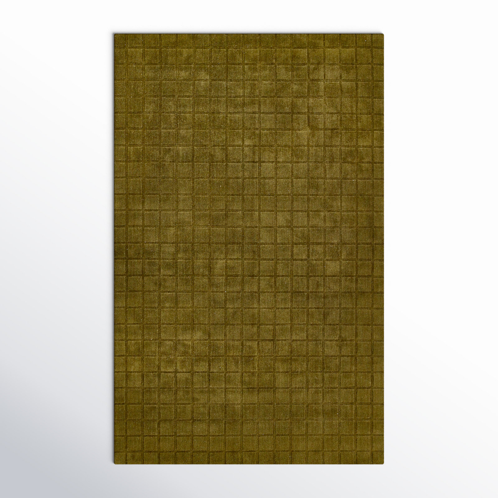 AllModern Contour Hand Loomed Wool Geometric Green Area Rug, Rectangle 6' x 9'