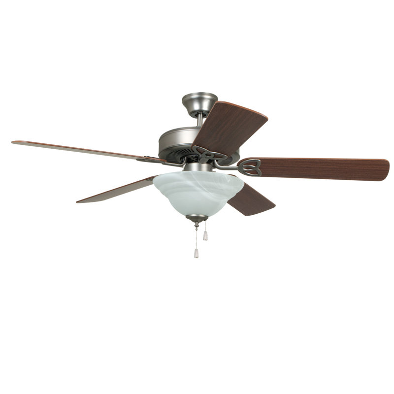 Refugio 52'' Ceiling Fan with LED Lights, Brushed Polished Nickel with Ash/Mahogany Blades