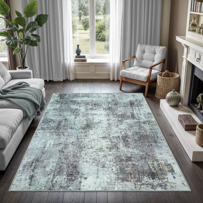 Tapis gris contemporain tissé à plat résistant aux taches et résistant aux taches GLN Rugs